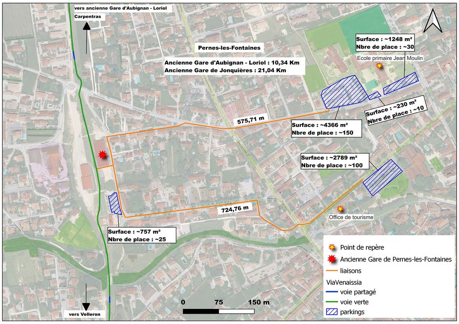 Carte indiquant comment rejoindre la Via Venaissia depuis Pernes - Agrandir l'image, .JPG 2 Mo (fenêtre modale)